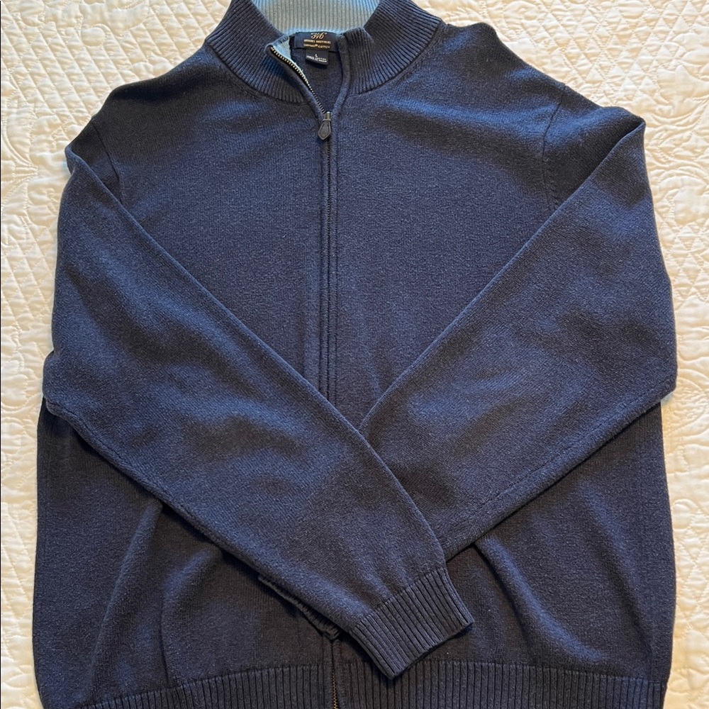 Brooks Brothers Men's Dark Blue Zip-Up Sweater